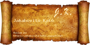 Jakabovits Kató névjegykártya